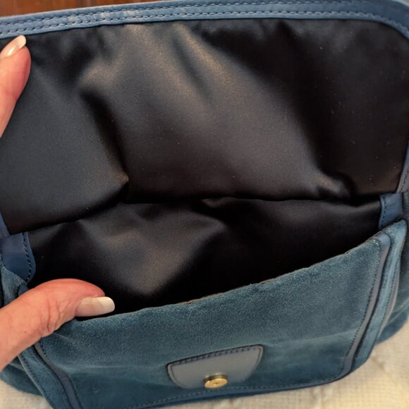 Coach EUC+ Teal Green Suede Shoulder Bag - Picture 11 of 16